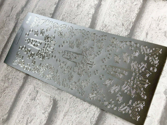 Christmas Peel Off Sticker Sheet For Card Craft Scrapbooking - Candles & Holly