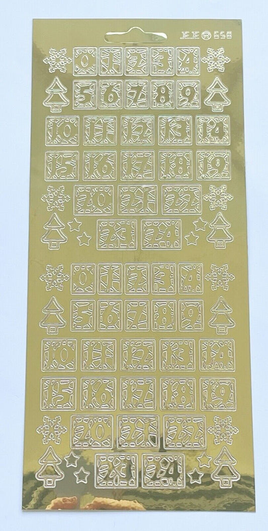 Christmas Mirror Peel Off Sticker Sheet Advent Numbers 0 - 24 DIY Calendar Craft