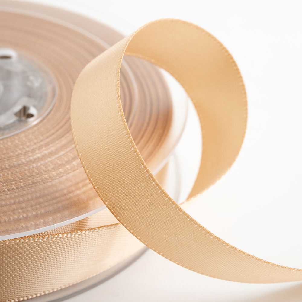 Champagne Gold double-sided satin ribbon available in widths from 3mm to 50mm