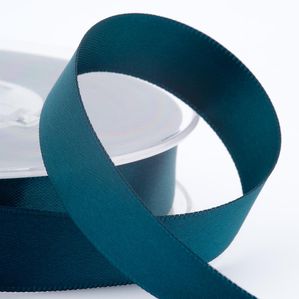 Teal double-sided satin ribbon available in widths from 3mm to 50mm