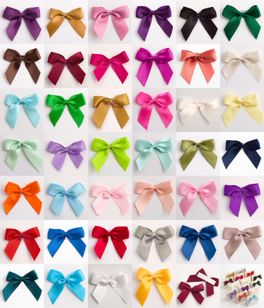 Self Adhesive Satin Ribbon Bows 5cm – Pre-Tied Bows for Gifts, Crafts & Wedding Invitations