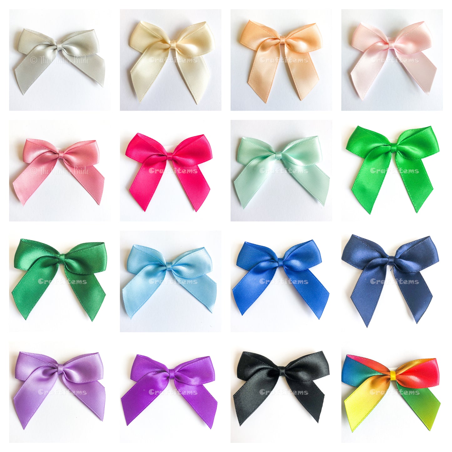 Self Adhesive Satin Ribbon Bows 5cm – Pre-Tied Bows for Gifts, Crafts & Wedding Invitations