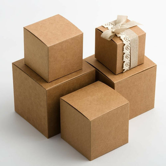Square Kraft Christmas Gift Box Cube For Birthday Wedding Favour Party No Decor