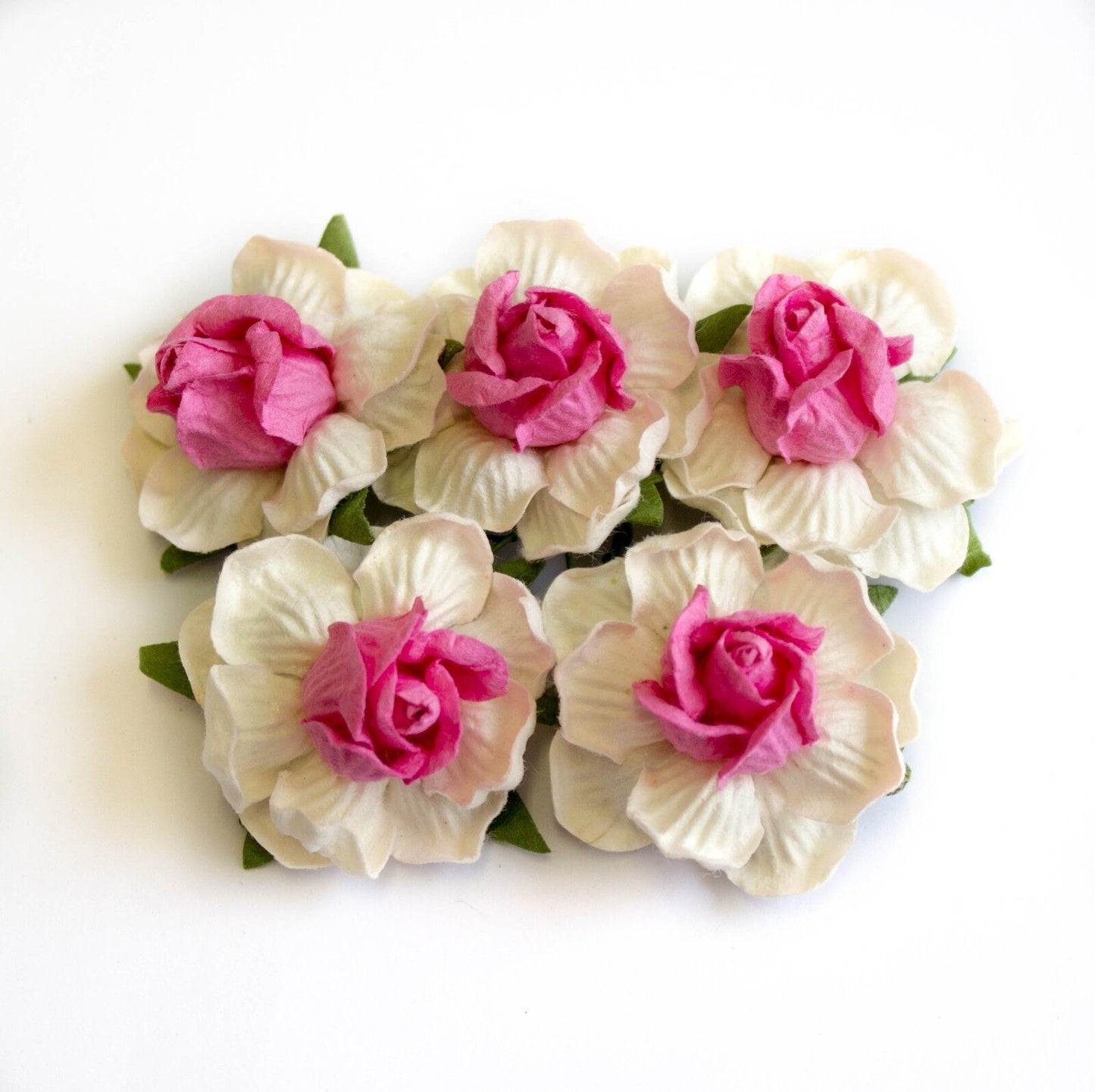 Mulberry Paper Flowers Large 40mm x 10 Wild Rose With Wire Stem For Card Making