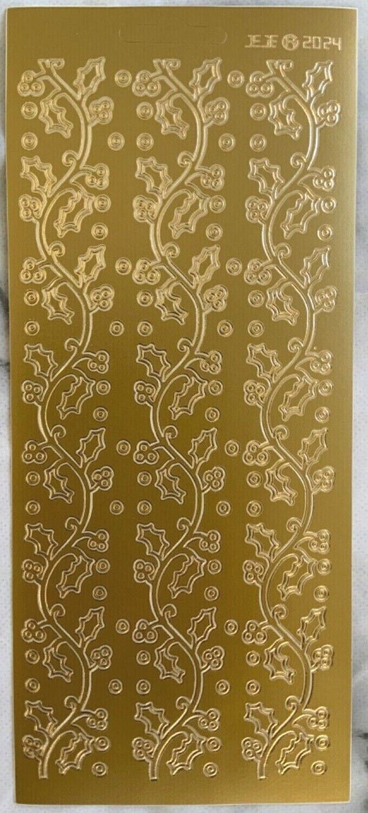 Christmas Holly Borders Peel Off Sticker Sheet For Card Making Scrapbook Craft