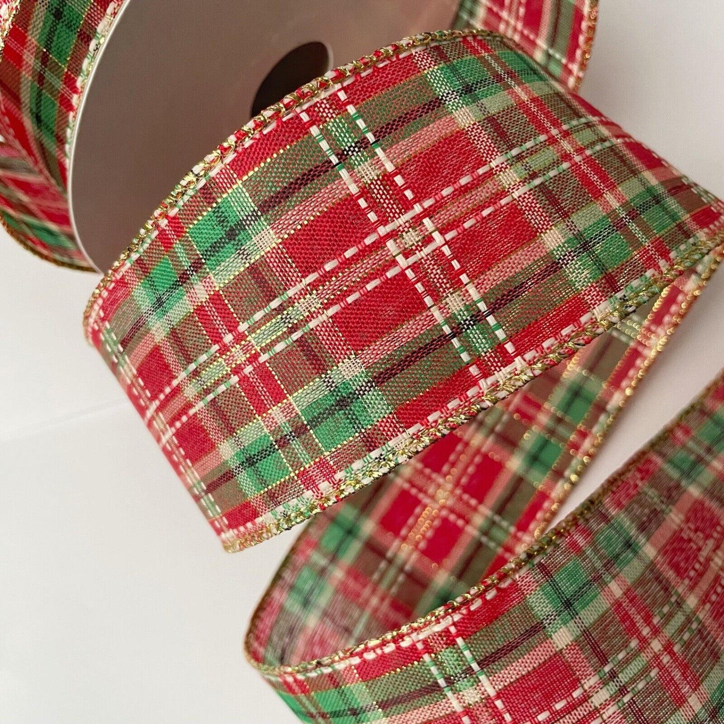 Wired Edge Christmas Hessian Ribbon 63mm x 1m Cut Piece Wreath Bow Making Craft