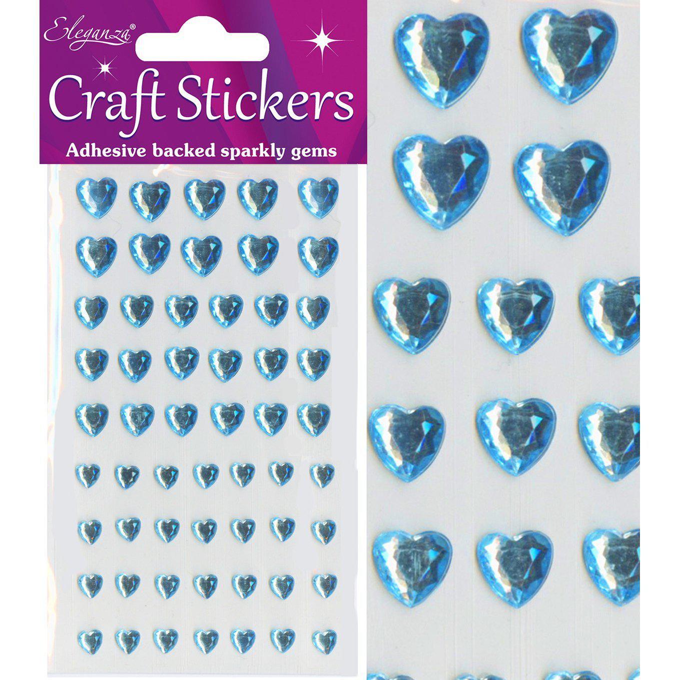 Eleganza Self-Adhesive Mixed Sizes Heart Rhinestone Stickers - Pearl Blue-The Creative Bride