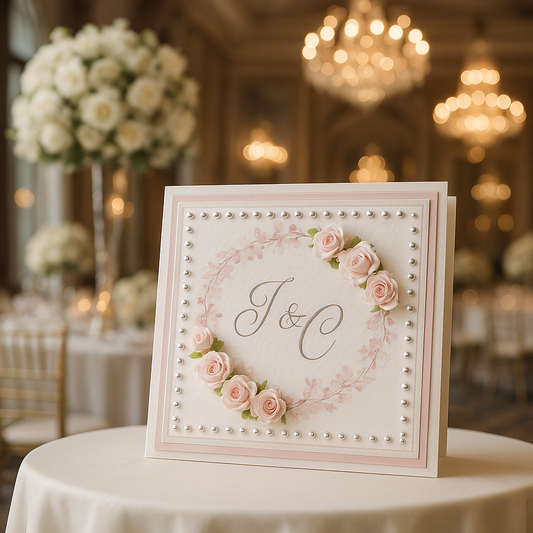 Luxury handmade wedding invitation in wedding reception 