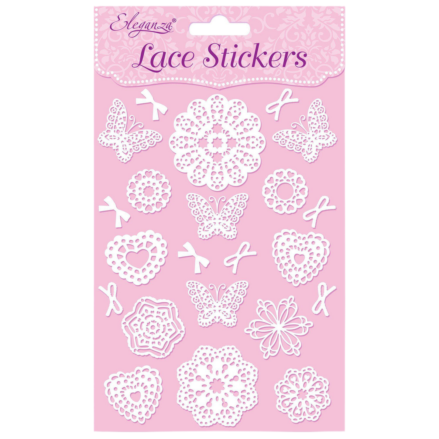 Lace effect white stickers including butterflies, bows and doilies for card making and scrapbooking crafts