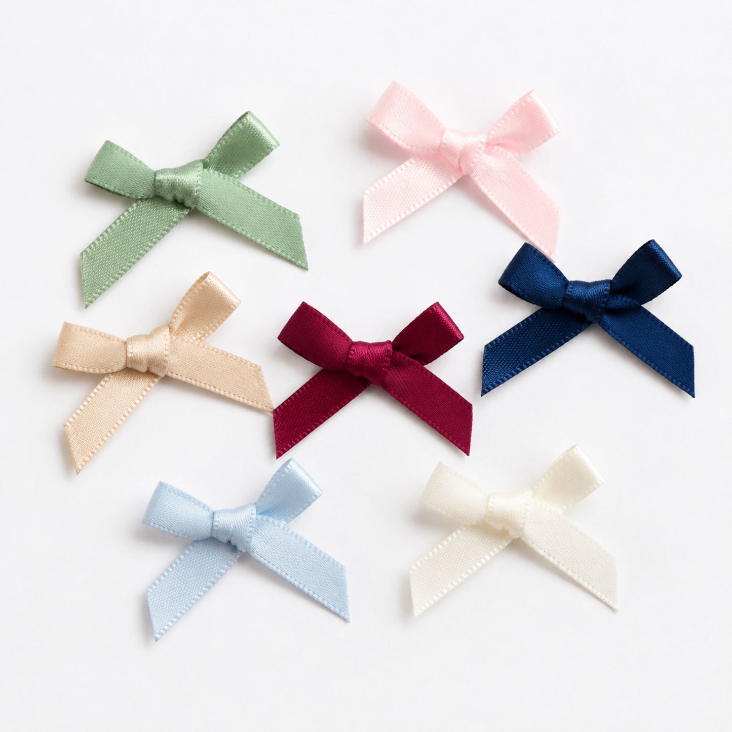 Mini Satin Ribbon Bows 3cm – Pre-Tied Craft Bows