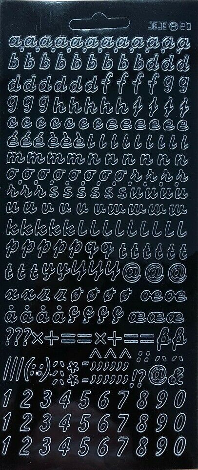 Alphabet & Numbers Peel Off Sticker Sheet Lower Case Letters Card Making Craft