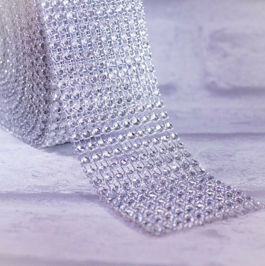 Diamante Effect Silver Ribbon Trim For Cake Bridal Wedding Craft 3 5 10 24 Rows