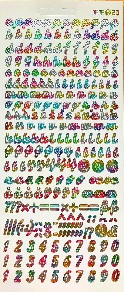 Alphabet & Numbers Peel Off Sticker Sheet Lower Case Letters Card Making Craft