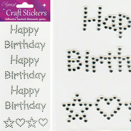Happy Birthday Diamante Gem Stickers Self Adhesive For Card Making Art & Craft