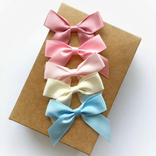 Pastel Satin 5cm Ribbon Bows Self Adhesive Pre-Tied Card Making Craft Gift Wrap