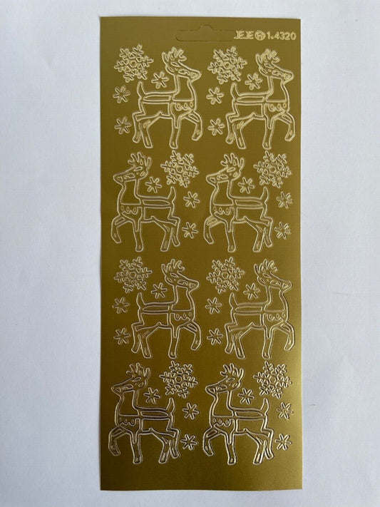 Reindeer Christmas Peel Off Sticker Sheet For Card Making Craft Snowflakes