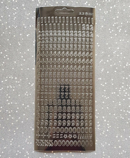 Modern Numbers Gold Silver Peel Off Sticker Sheet Card Making Scrapbook Craft