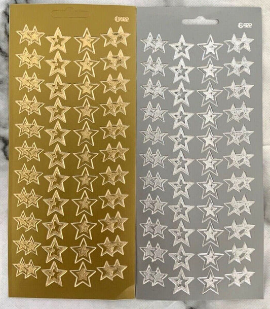 Christmas Stars Peel Off Sticker Sheet Two Tone Effect  Card Making Craft