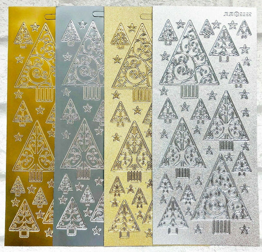 Modern Christmas Trees Card Peel Off Sticker Sheet Card Making Art & Craft