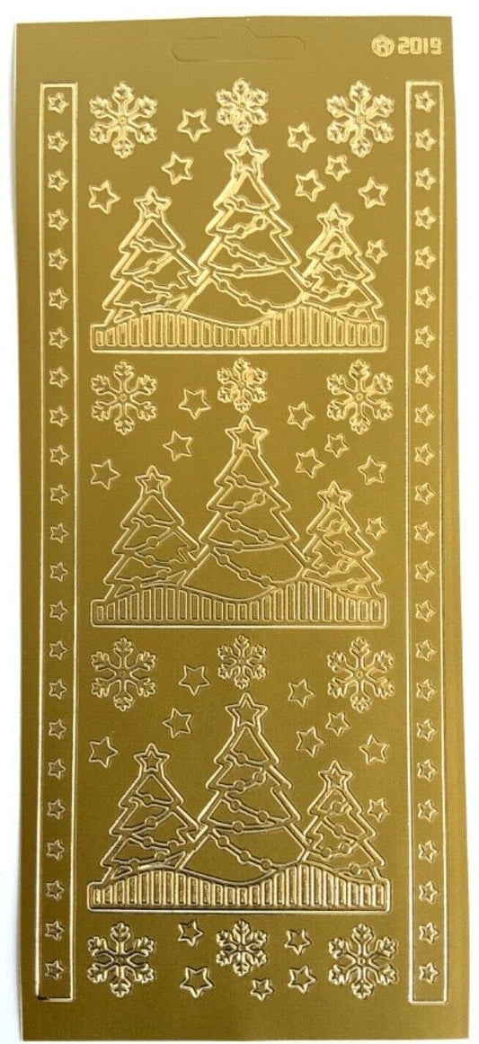 Christmas Peel Off Sticker Sheet Trees Star Borders Snowflakes Card Making Craft