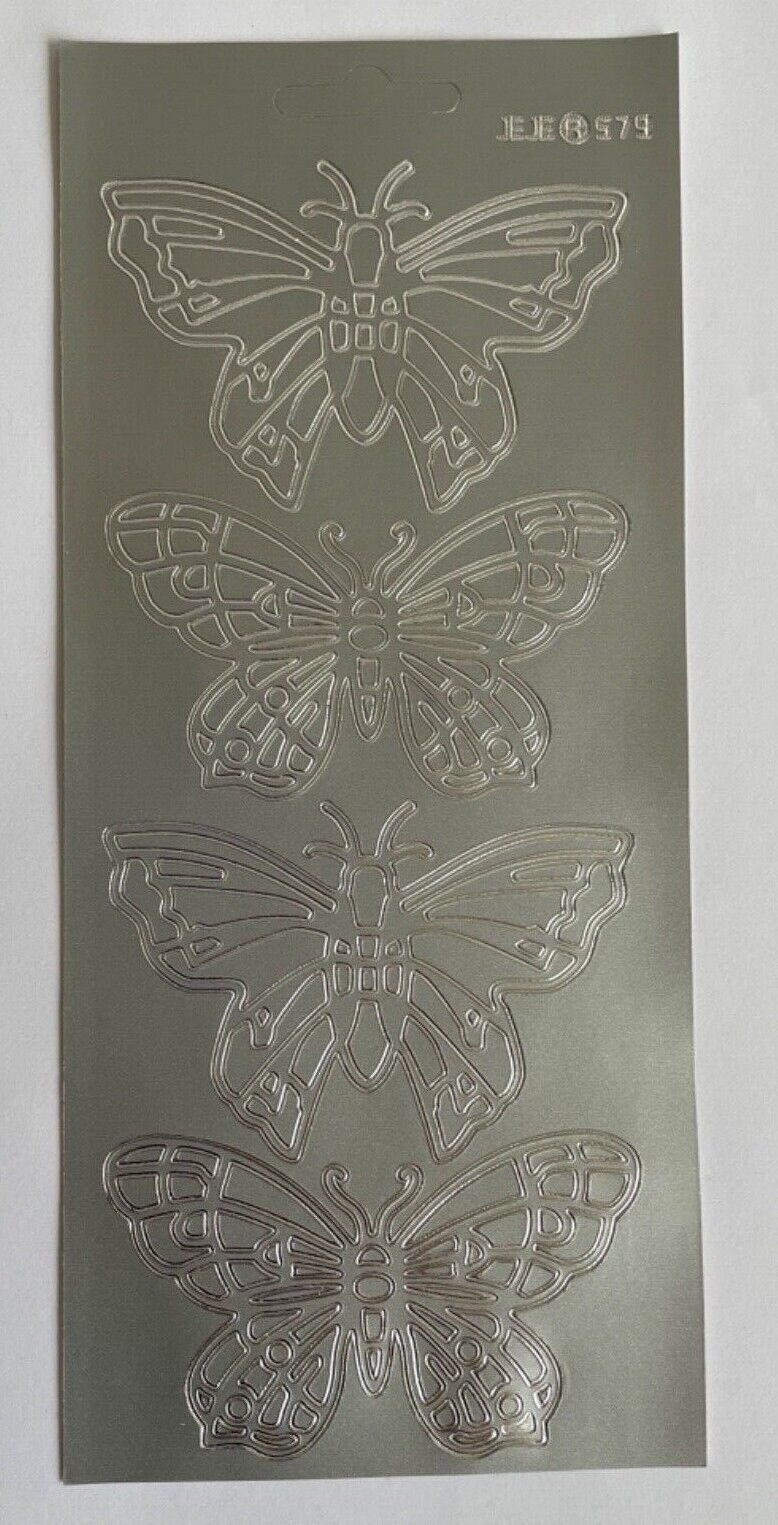Extra Large Butterfly Peel Off Sticker Sheet For Card Making Craft Gold / Silver