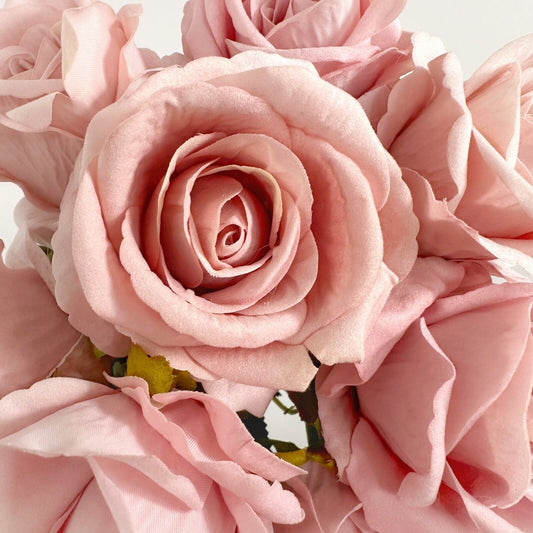 Pale Dusky Pink Single Rose Stem Artificial Flowers DIY Wedding Bouquet Velvet