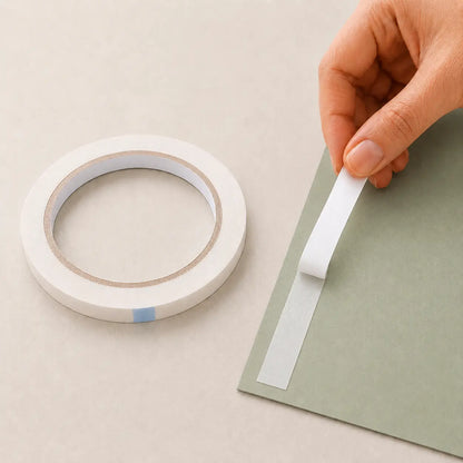 6mm double sides sticky tape being applied to the back of a wedding invitation