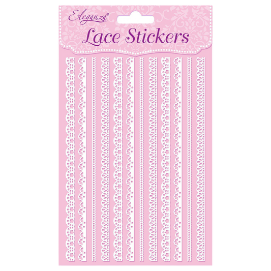White lace effect peel off border stickers for card making and scrapbooking crafts