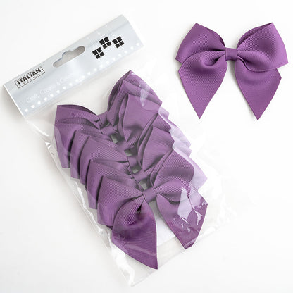 Pack of six amethyst 10cm self-adhesive grosgrain ribbon bows