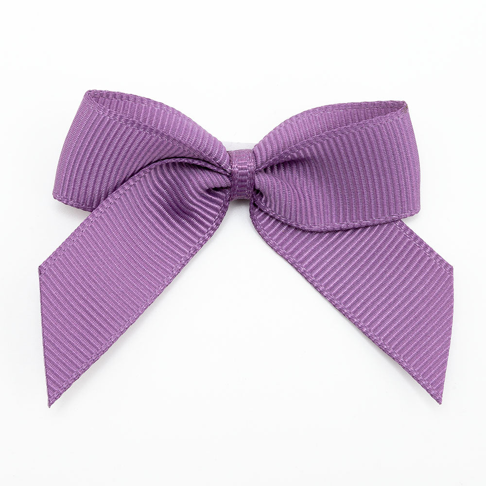 Amethyst 5cm self-adhesive grosgrain ribbon bow on a white background