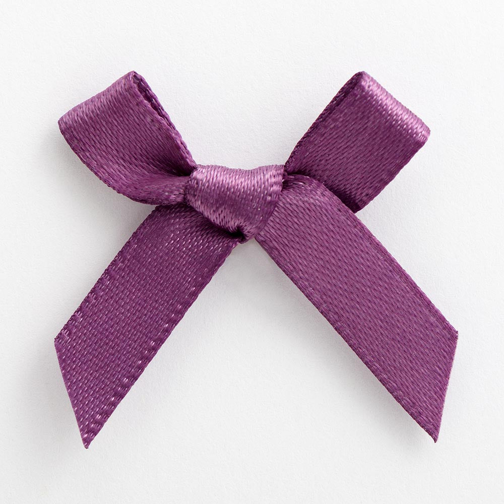 Amethyst mini satin ribbon bow made from 6mm ribbon, approximately 3cm wide