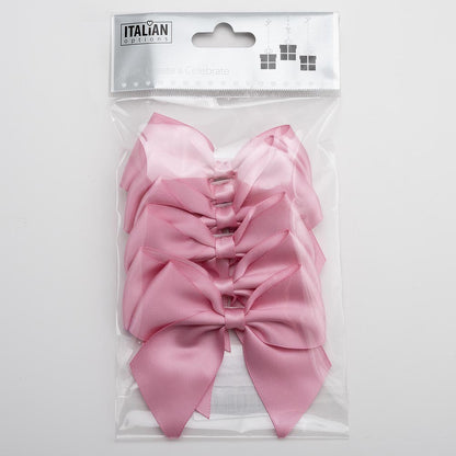 Pack of six antique pink 10cm self-adhesive satin gift bows
