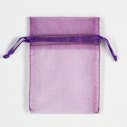 Aubergine small organza wedding favour bag measuring 7.5 x 10cm