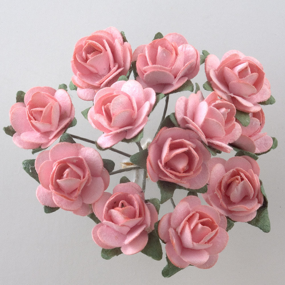 Baby Pink 15mm wired paper tea roses