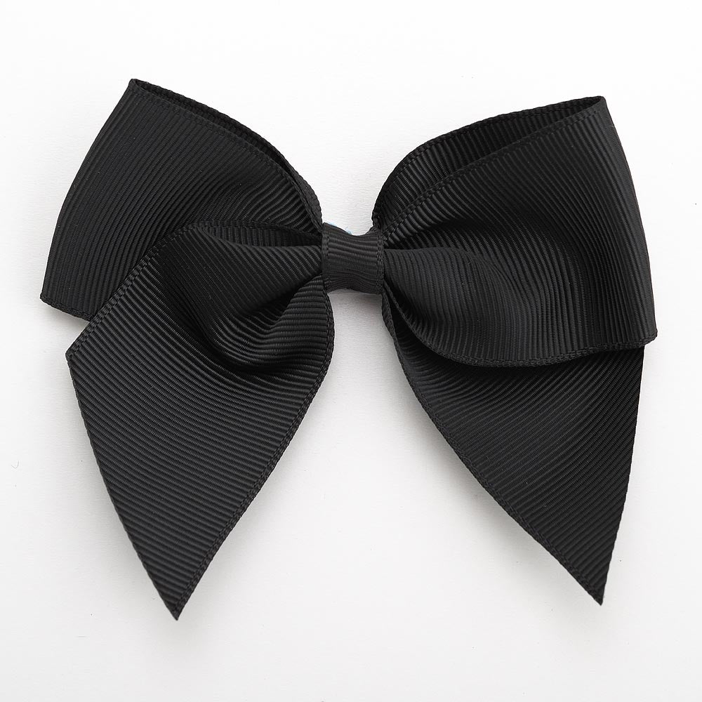 Black 10cm self-adhesive grosgrain ribbon bow on a white background
