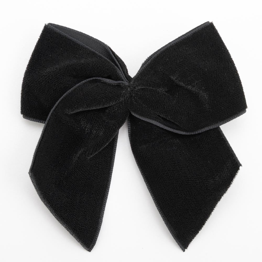 Black 10cm large self-adhesive velvet ribbon bow on a white background