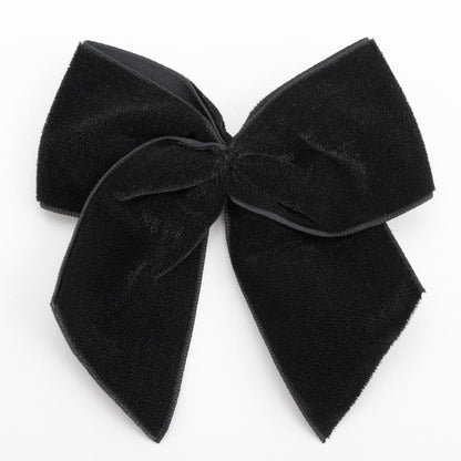 Black 10cm large self-adhesive velvet ribbon bow on a white background
