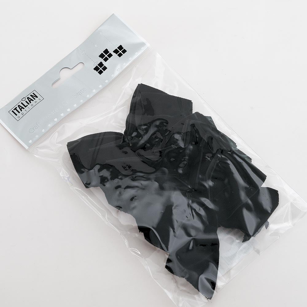 Pack of six black 10cm self-adhesive velvet gift bows