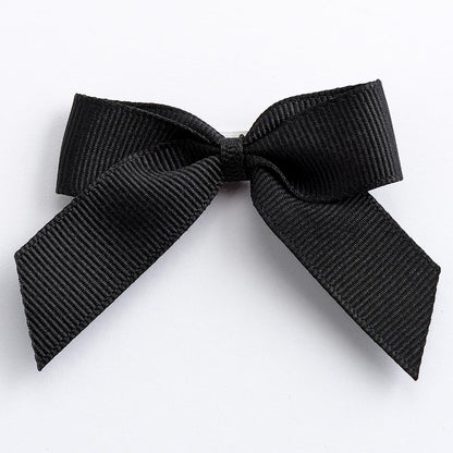 Black 5cm self-adhesive grosgrain ribbon bow on a white background