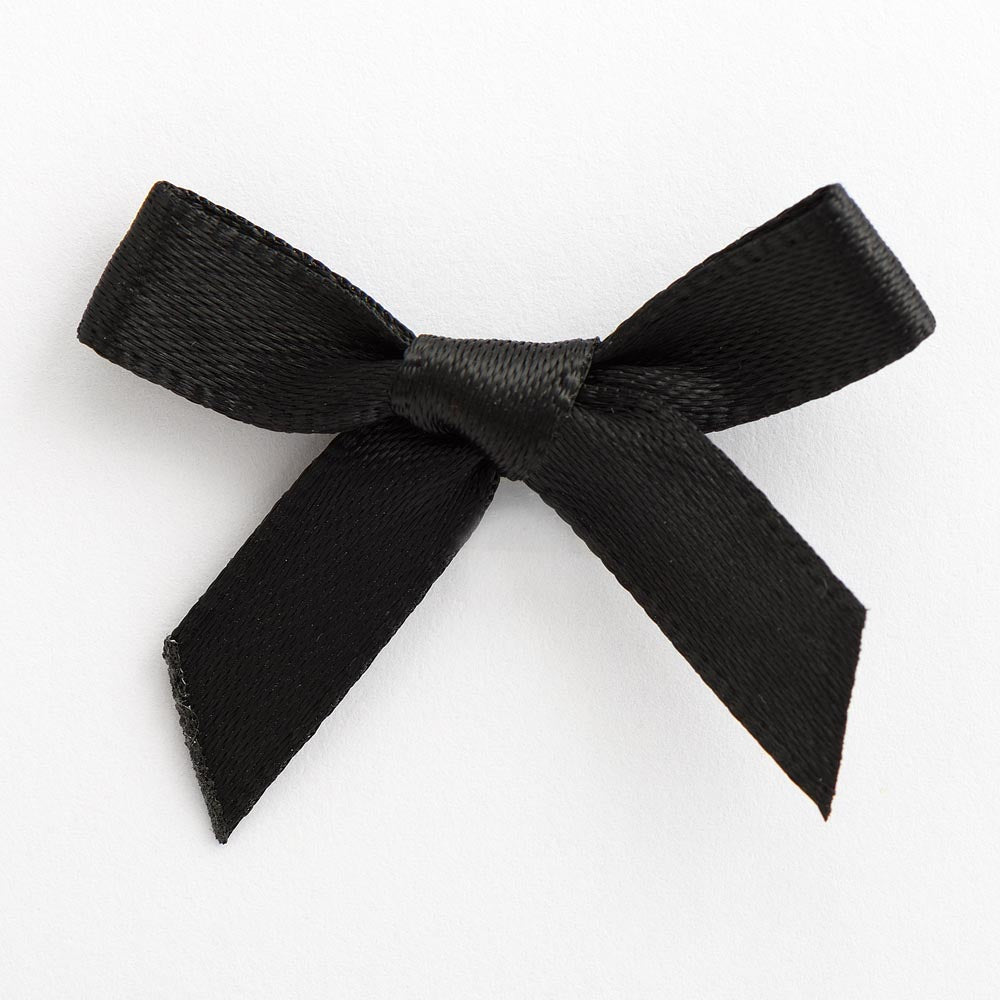 Black mini satin ribbon bow made from 6mm ribbon, approximately 3cm wide