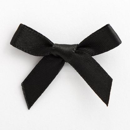 Black mini satin ribbon bow made from 6mm ribbon, approximately 3cm wide
