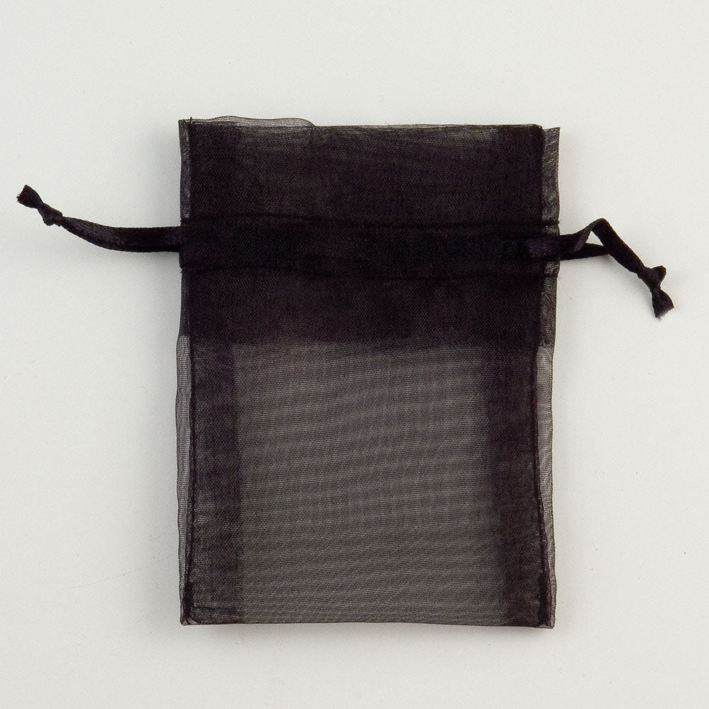 Black small organza wedding favour bag measuring 7.5 x 10cm