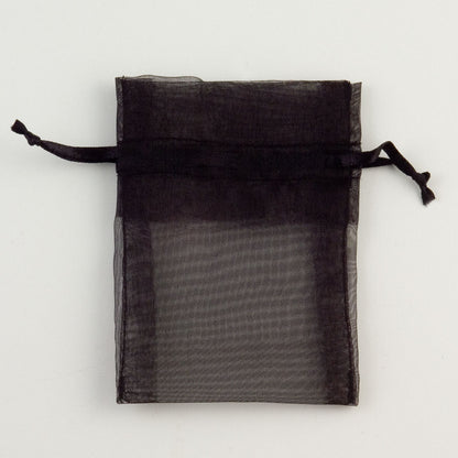 Black small organza wedding favour bag measuring 7.5 x 10cm
