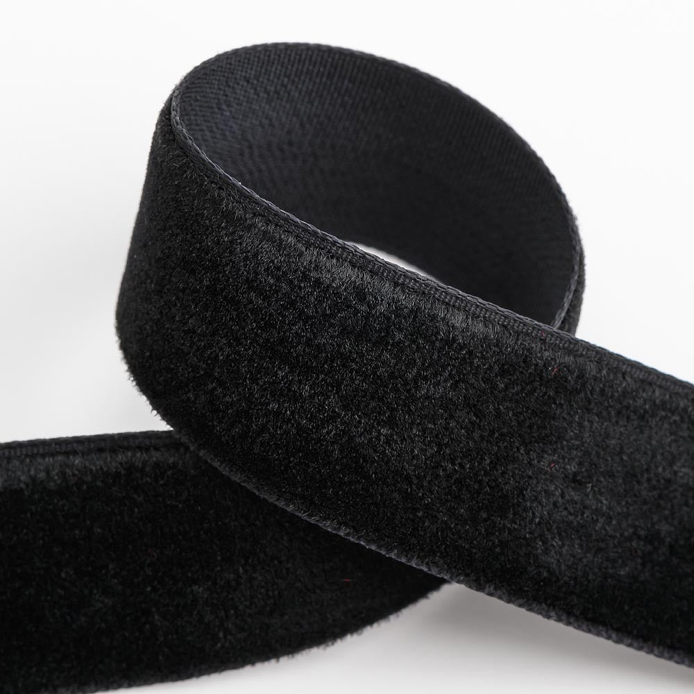 Black single-face velvet ribbon in 9mm, 16mm and 25mm widths