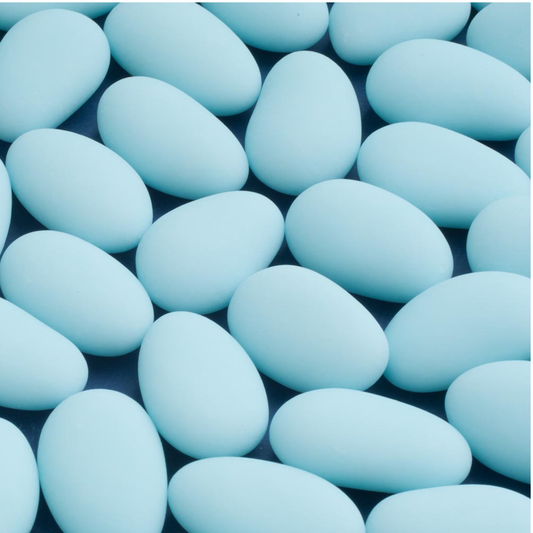 Blue sugar almonds for wedding favours and coordinated colour themes