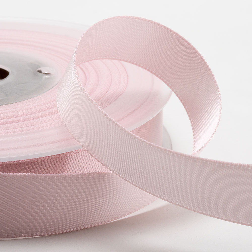 Blush Pink double-sided satin ribbon available in widths from 3mm to 50mm