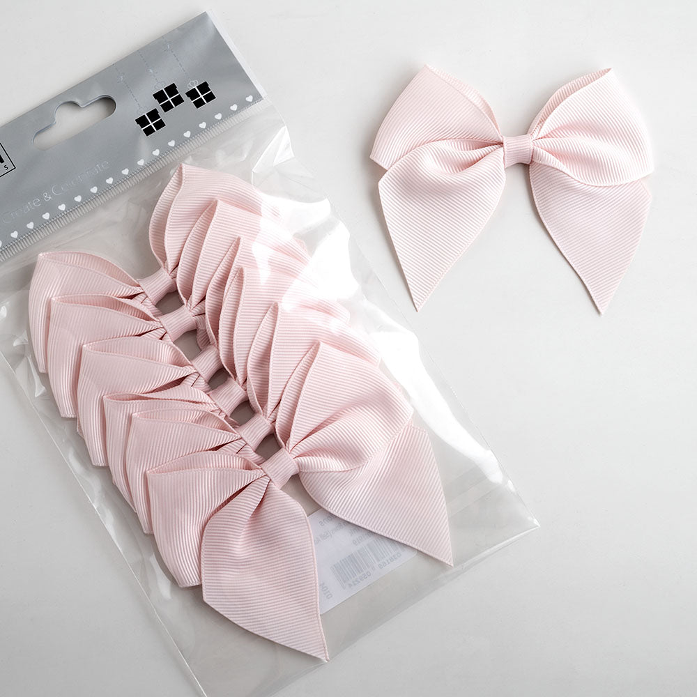 Pack of six blush pink 10cm self-adhesive satin gift bows