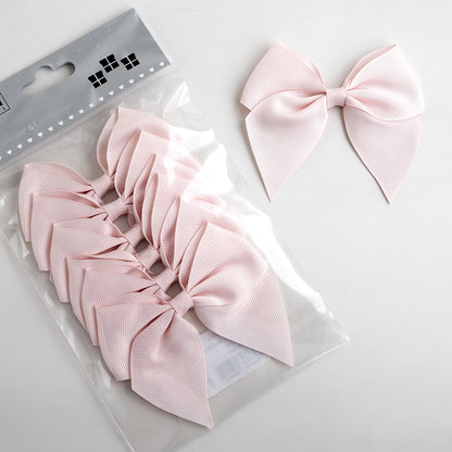 Pack of six blush pink 10cm self-adhesive satin gift bows