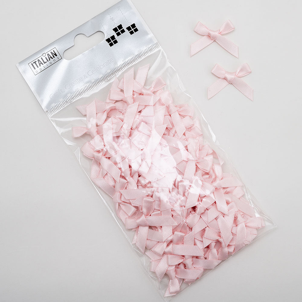 Blush Pink mini satin ribbon bow made from 6mm ribbon, approximately 3cm wide