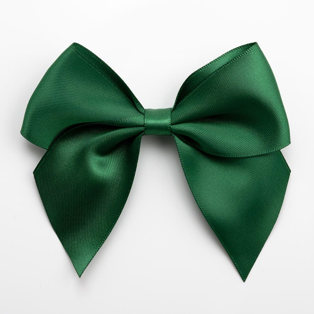 Bottle Green 10cm large satin gift bow with self-adhesive backing